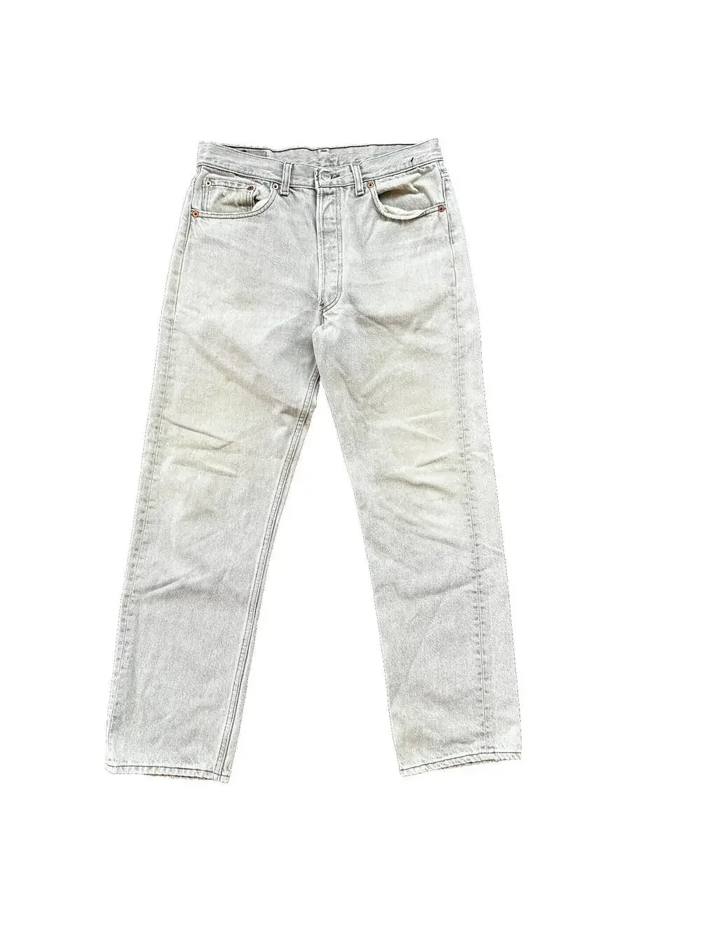 VTG USA Levis 501 Button Fly 90s Tag Jeans 80s 34x30 Act 31x28 Grey Faded White